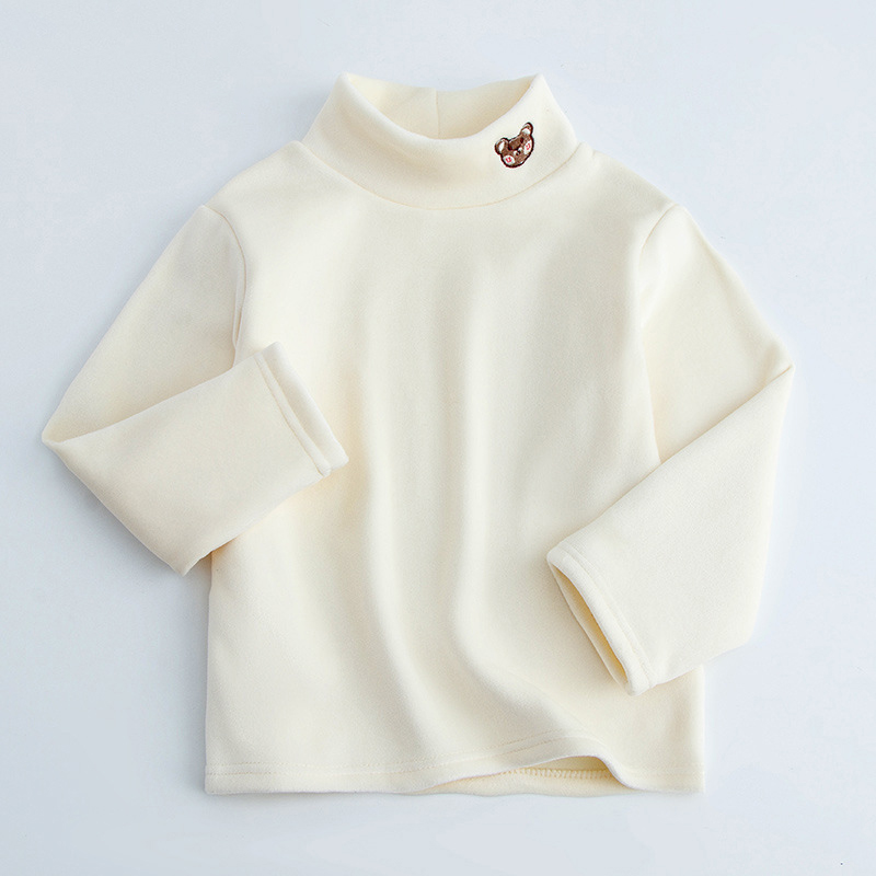 【3Y-12Y】Kids Casual Cartoon Bear Embroidered Half Turtleneck Fleece T-Shirt 【3Y-12Y】Kids Casual Cartoon Bear Embroidered Half Turtleneck Fleece T-Shirt