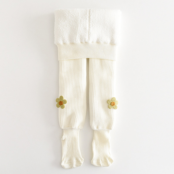【1Y-11Y】Girls Cute Floral Embroidery Thickened Fleece Pantyhose 【1Y-11Y】Girls Cute Floral Embroidery Thickened Fleece Pantyhose