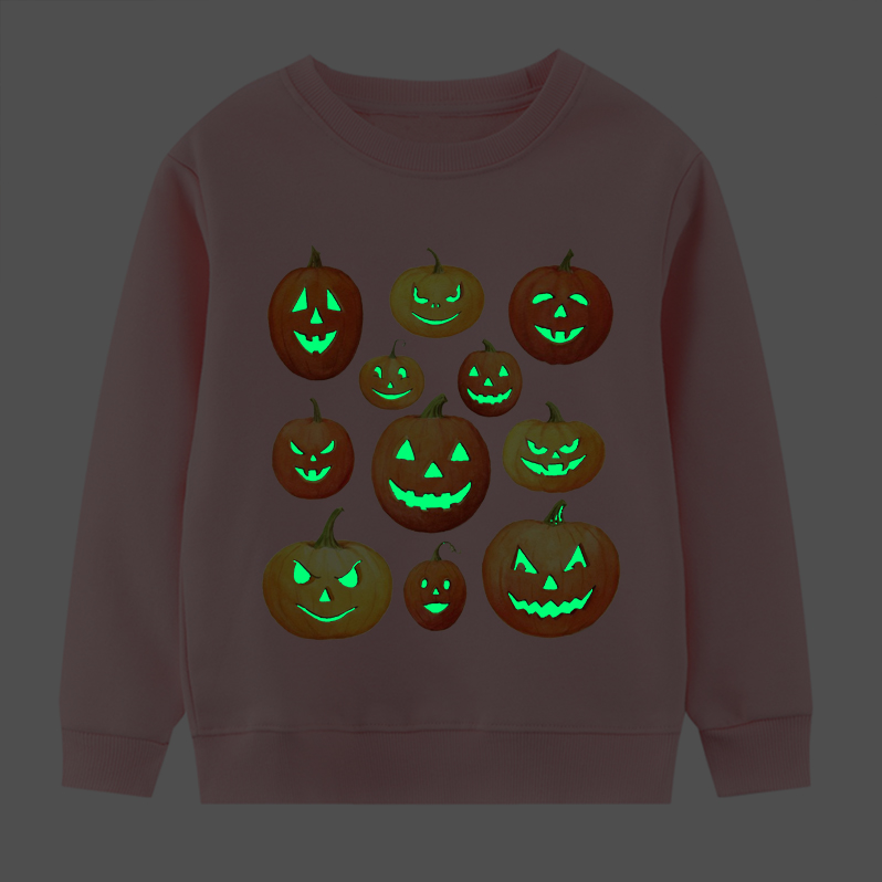 【2Y-9Y】Kids Casual Luminous Halloween Pumpkin Print Long Sleeve Sweatshirt 【2Y-9Y】Kids Casual Luminous Halloween Pumpkin Print Long Sleeve Sweatshirt