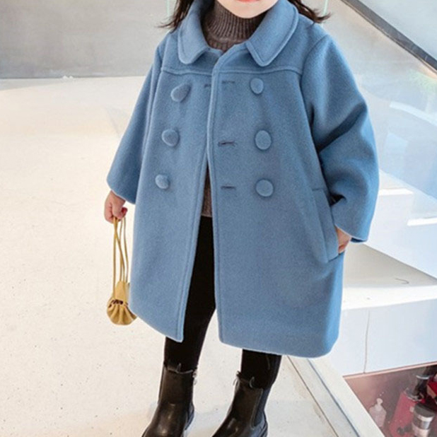 【18M-9Y】Girls Fashion Lapel Breasted Coat - 3171 【18M-9Y】Girls Fashion Lapel Breasted Coat - 3171