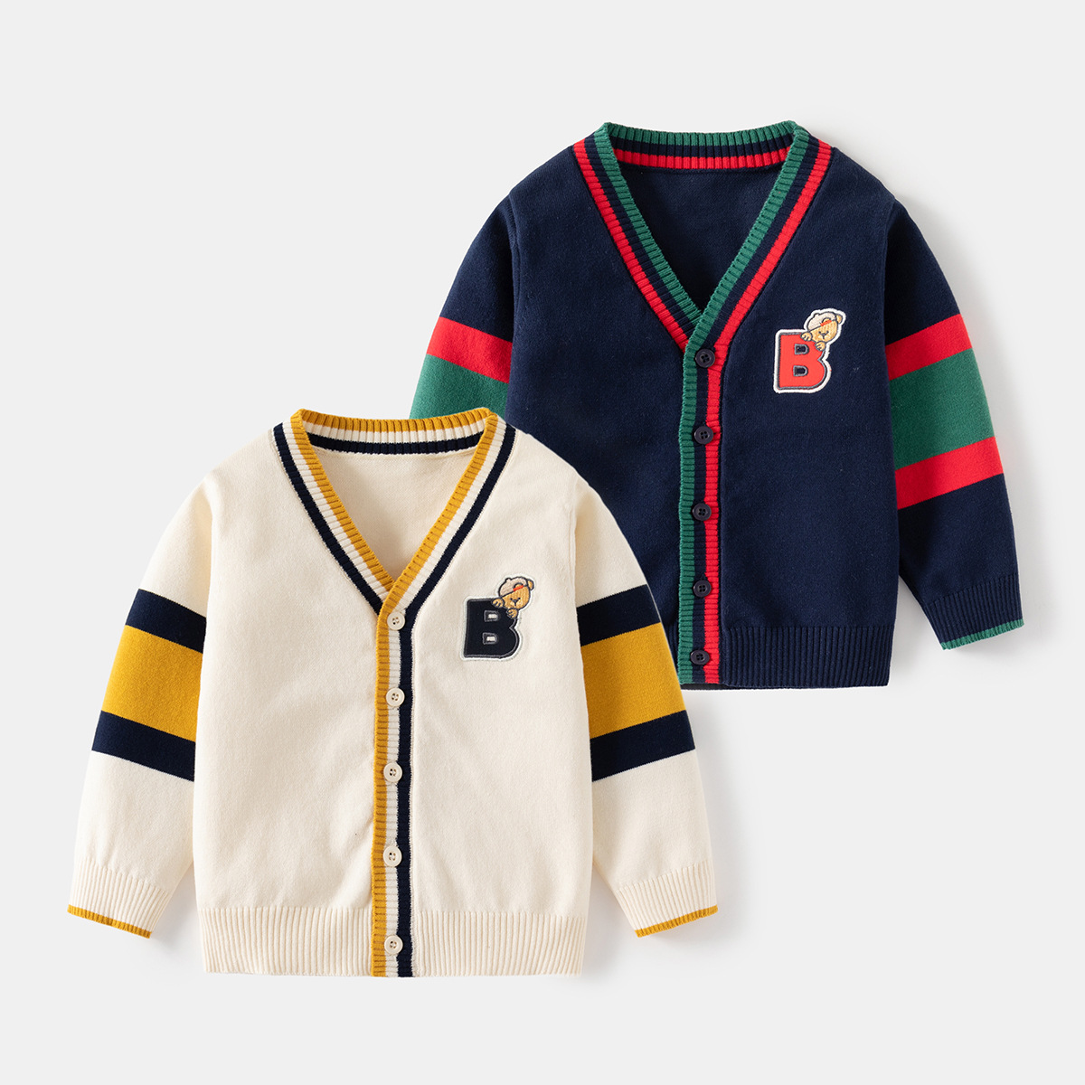 【18M-6Y】Boys Casual Letter Embroidered Long Sleeve Sweater Cardigan 【18M-6Y】Boys Casual Letter Embroidered Long Sleeve Sweater Cardigan