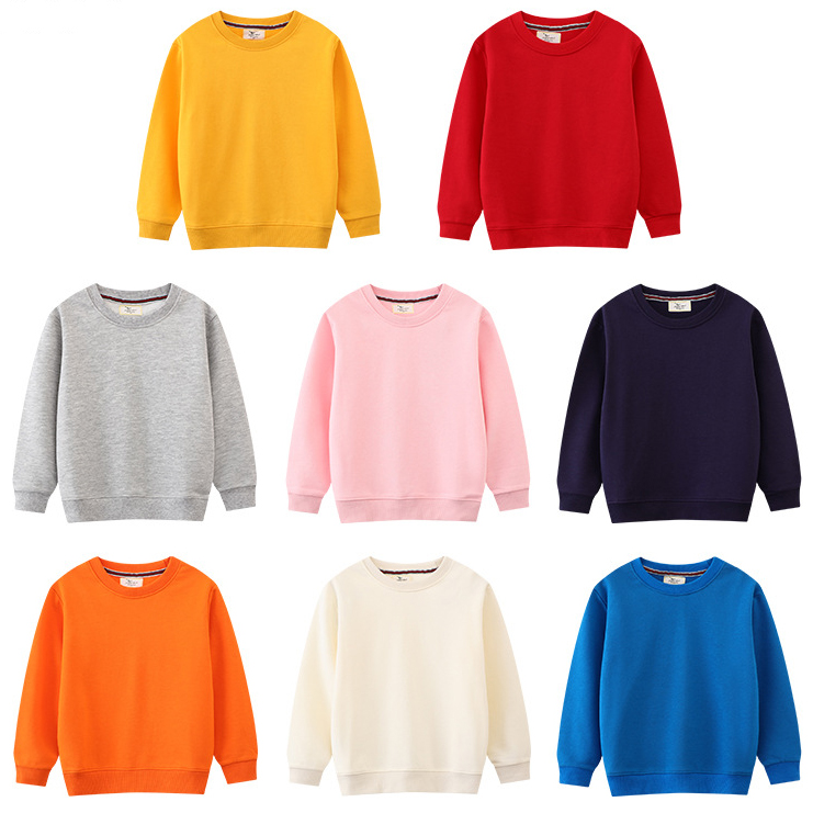 【18M-7Y】Kids Simple Solid Color Cotton Round Neck Long Sleeve Sweatshirt 【18M-7Y】Kids Simple Solid Color Cotton Round Neck Long Sleeve Sweatshirt