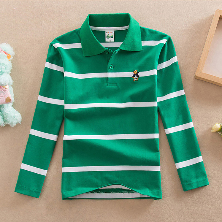 【18M-13Y】Boys Casual Striped Cotton Fabric Long Sleeve Polo Shirt 【18M-13Y】Boys Casual Striped Cotton Fabric Long Sleeve Polo Shirt