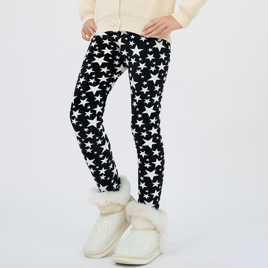 【3Y-12Y】Girls Stylish Leopard And Flowers And Cartoon Print Thickened Fleece Leggings 【3Y-12Y】Girls Stylish Leopard And Flowers And Cartoon Print Thickened Fleece Leggings