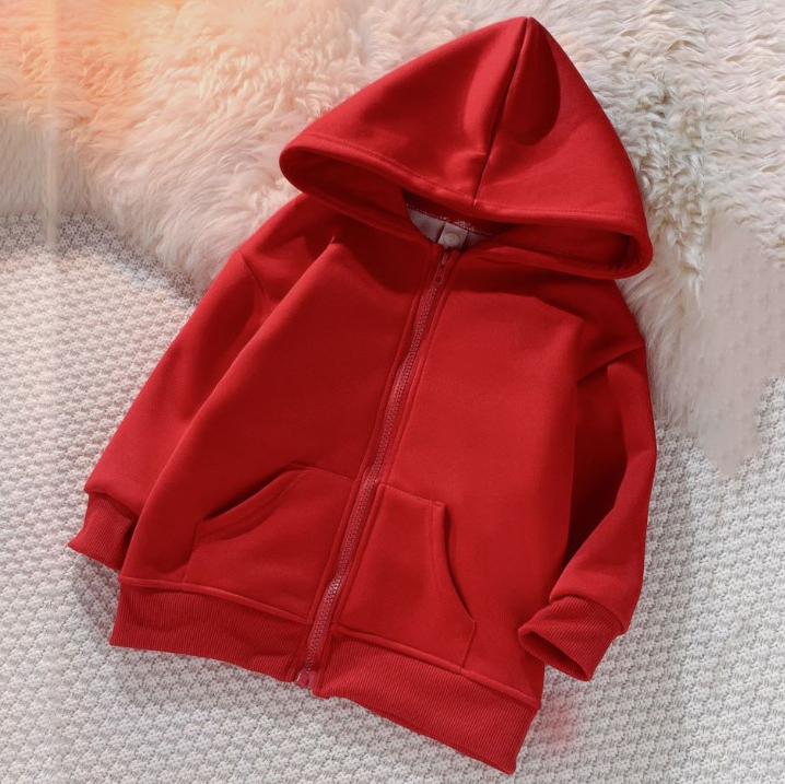 【18M-12Y】Kids Casual Thickened Fleece Hooded Sweatshirt