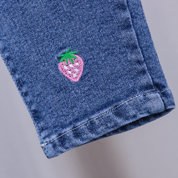 【12M-5Y】Girls Cute Bunny And Cartoon Embroidery Blue Jeans 【12M-5Y】Girls Cute Bunny And Cartoon Embroidery Blue Jeans