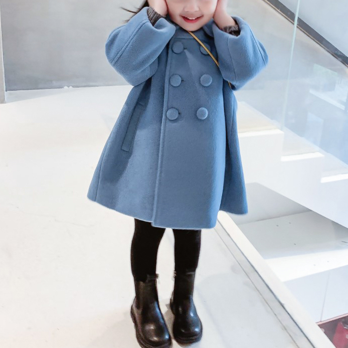【18M-9Y】Girls Fashion Lapel Breasted Coat - 3171 【18M-9Y】Girls Fashion Lapel Breasted Coat - 3171