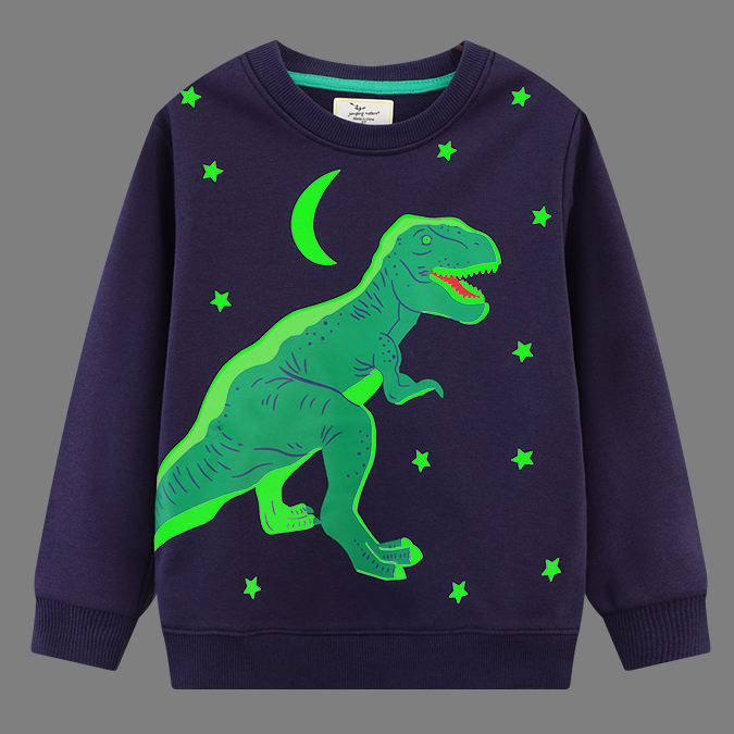 【18M-7Y】Boys Casual Dinosaur Print Luminous Pattern Sweatshirt 【18M-7Y】Boys Casual Dinosaur Print Luminous Pattern Sweatshirt