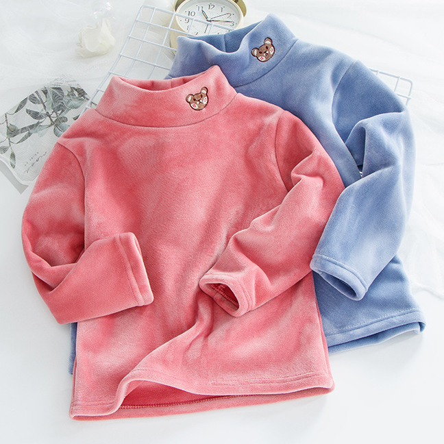 【3Y-12Y】Kids Casual Cartoon Bear Embroidered Half Turtleneck Fleece T-Shirt 【3Y-12Y】Kids Casual Cartoon Bear Embroidered Half Turtleneck Fleece T-Shirt