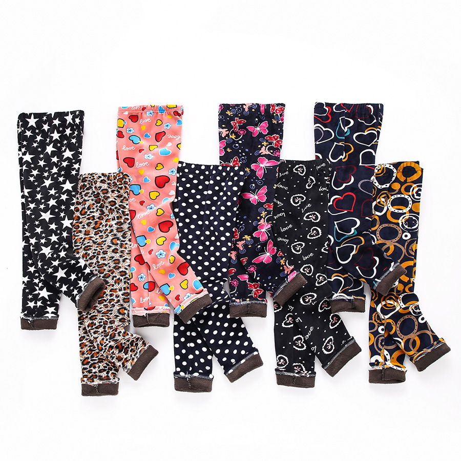 【3Y-12Y】Girls Stylish Leopard And Flowers And Cartoon Print Thickened Fleece Leggings 【3Y-12Y】Girls Stylish Leopard And Flowers And Cartoon Print Thickened Fleece Leggings