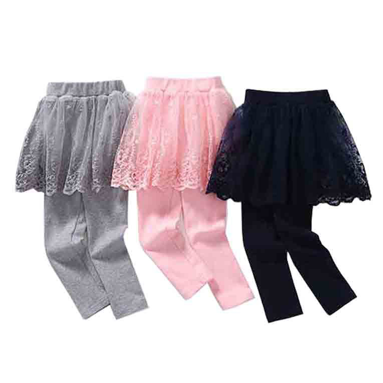 【18M-6Y】Girls Cute Floral Embroidered Lace Skirt Fake Two Piece Leggings 【18M-6Y】Girls Cute Floral Embroidered Lace Skirt Fake Two Piece Leggings