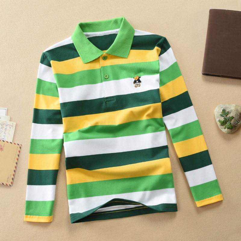【18M-12Y】Boys Casual Striped Cotton Fabric Long Sleeve Polo Shirt 【18M-12Y】Boys Casual Striped Cotton Fabric Long Sleeve Polo Shirt