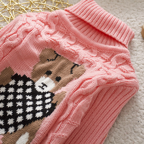 【18M-8Y】Kids Bear Pattern High Neckline Sweater - 3107 【18M-8Y】Kids Bear Pattern High Neckline Sweater - 3107