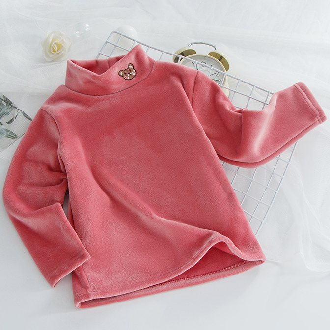 【3Y-12Y】Kids Casual Cartoon Bear Embroidered Half Turtleneck Fleece T-Shirt 【3Y-12Y】Kids Casual Cartoon Bear Embroidered Half Turtleneck Fleece T-Shirt