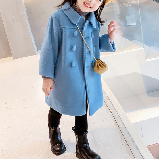 【18M-9Y】Girls Fashion Lapel Breasted Coat - 3171 【18M-9Y】Girls Fashion Lapel Breasted Coat - 3171
