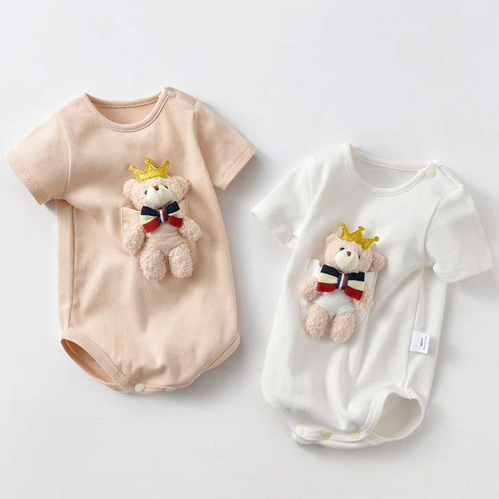 【3M-24M】Baby Cute Pocket Bear Short Sleeve Romper 【3M-24M】Baby Cute Pocket Bear Short Sleeve Romper