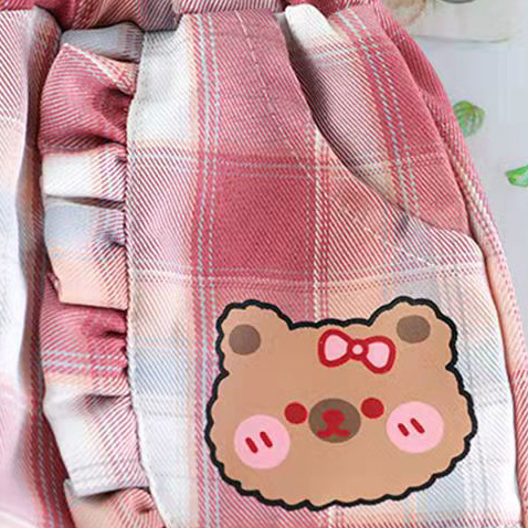 【12M-5Y】2-piece Girls Cute Bear And Letter Print Round Neck Long Sleeve Sweatshirt And Plaid Pants Set - 34423 【12M-5Y】2-piece Girls Cute Bear And Letter Print Round Neck Long Sleeve Sweatshirt And Plaid Pants Set - 34423