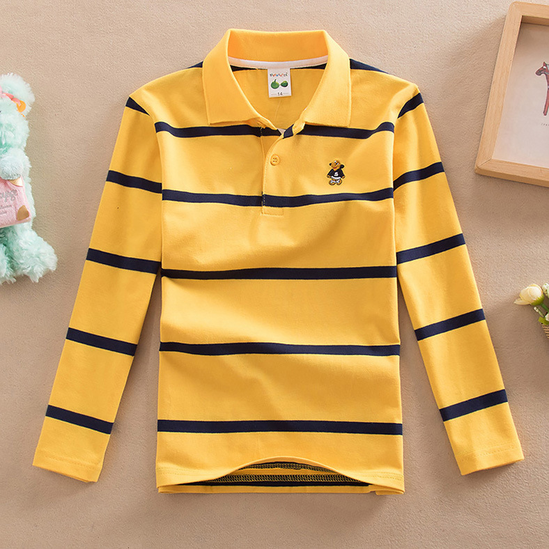 【18M-13Y】Boys Casual Striped Cotton Fabric Long Sleeve Polo Shirt 【18M-13Y】Boys Casual Striped Cotton Fabric Long Sleeve Polo Shirt