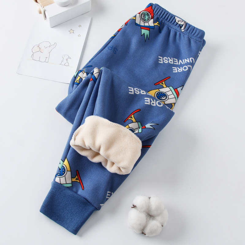 【18M-13Y】Kids Casual Cartoon Print Fleece Pants 【18M-13Y】Kids Casual Cartoon Print Fleece Pants