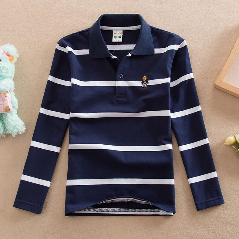【18M-13Y】Boys Casual Striped Cotton Fabric Long Sleeve Polo Shirt 【18M-13Y】Boys Casual Striped Cotton Fabric Long Sleeve Polo Shirt