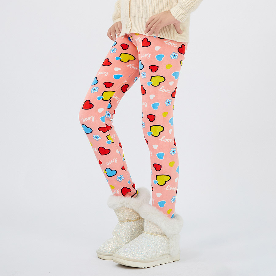 【3Y-12Y】Girls Stylish Leopard And Flowers And Cartoon Print Thickened Fleece Leggings 【3Y-12Y】Girls Stylish Leopard And Flowers And Cartoon Print Thickened Fleece Leggings