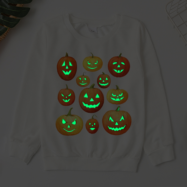 【2Y-9Y】Kids Casual Luminous Halloween Pumpkin Print Long Sleeve Sweatshirt 【2Y-9Y】Kids Casual Luminous Halloween Pumpkin Print Long Sleeve Sweatshirt