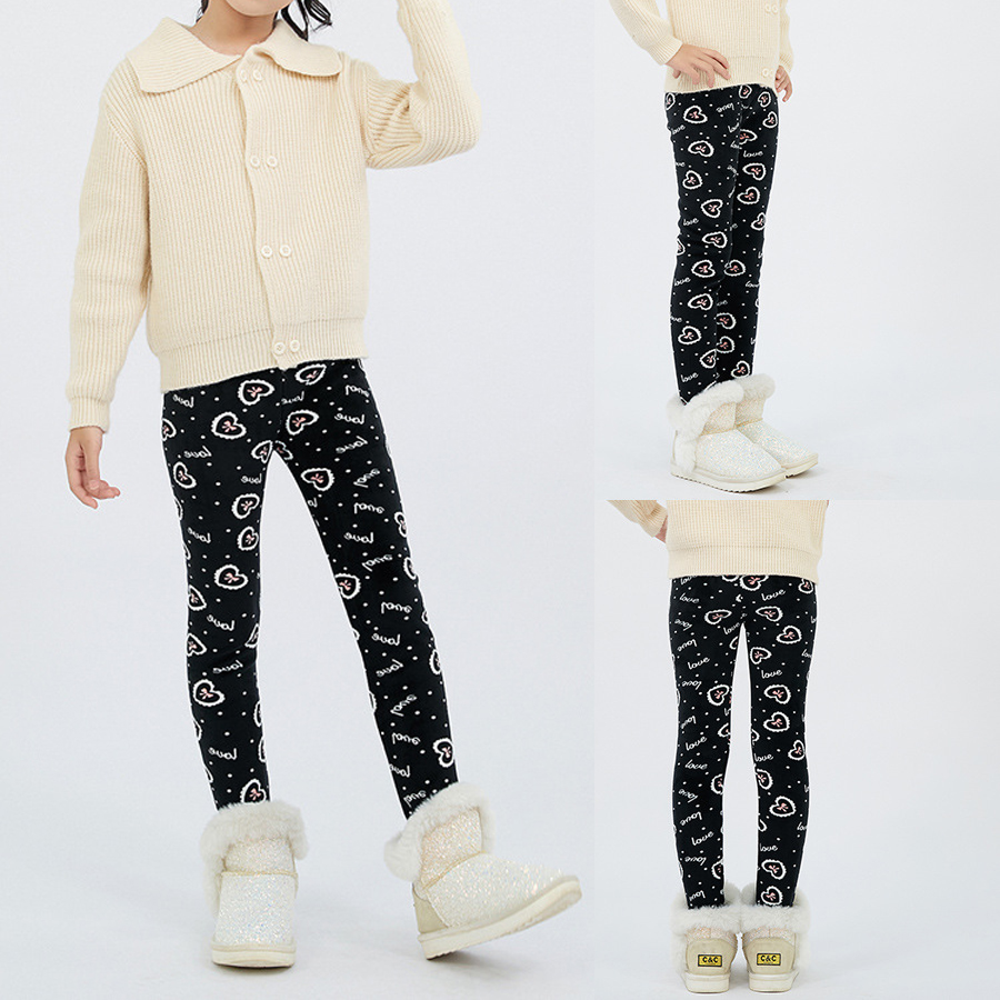 【3Y-12Y】Girls Stylish Leopard And Flowers And Cartoon Print Thickened Fleece Leggings 【3Y-12Y】Girls Stylish Leopard And Flowers And Cartoon Print Thickened Fleece Leggings