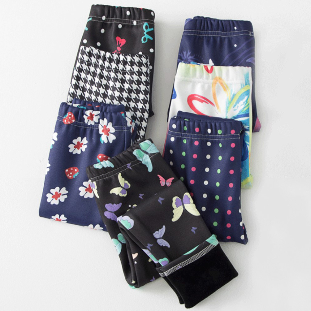 【2Y-13Y】Girls Casual Butterfly & Houndstooth & Flowers Fleece Leggings 【2Y-13Y】Girls Casual Butterfly & Houndstooth & Flowers Fleece Leggings