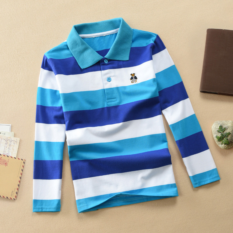 【18M-12Y】Boys Casual Striped Cotton Fabric Long Sleeve Polo Shirt 【18M-12Y】Boys Casual Striped Cotton Fabric Long Sleeve Polo Shirt