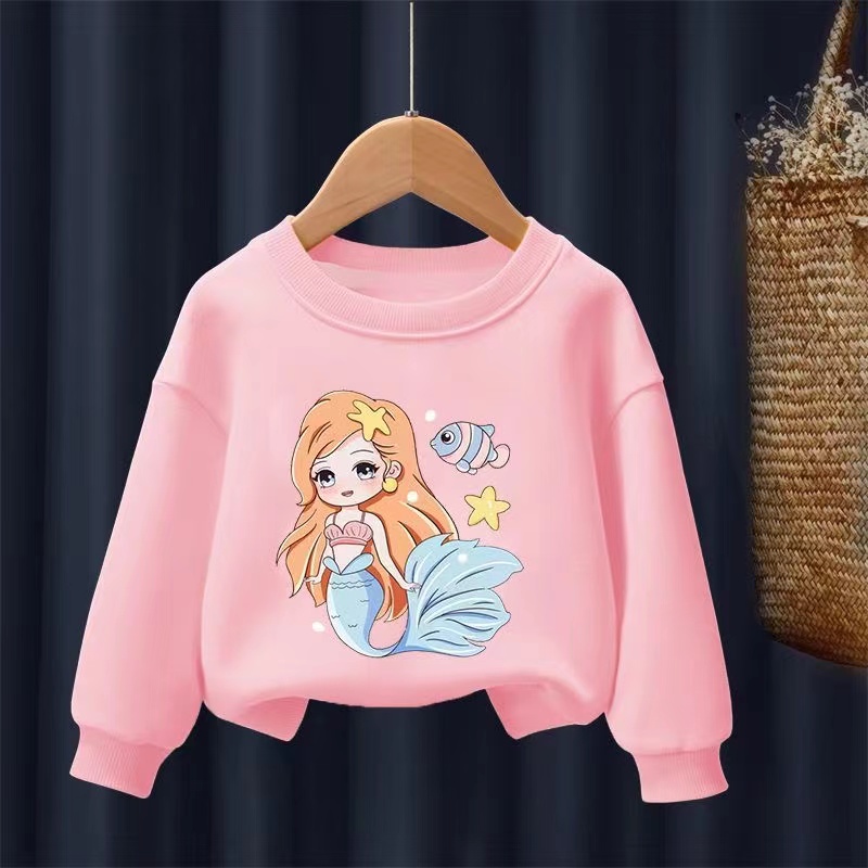 【18M-11Y】2-piece Girls Cute Mermaid Print Sweatshirt And Pants Set - 34287 【18M-11Y】2-piece Girls Cute Mermaid Print Sweatshirt And Pants Set - 34287