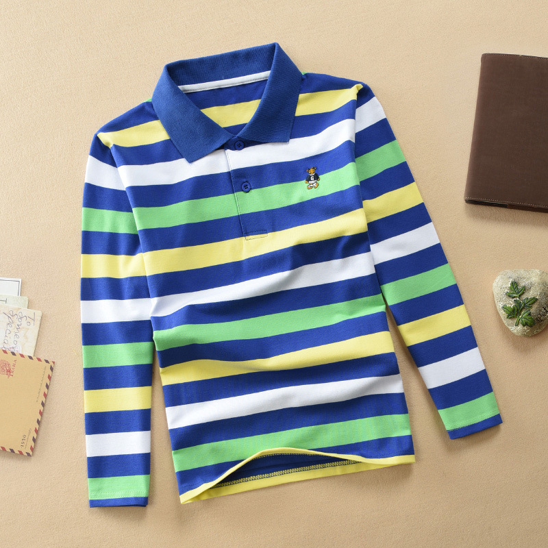 【18M-12Y】Boys Casual Striped Cotton Fabric Long Sleeve Polo Shirt 【18M-12Y】Boys Casual Striped Cotton Fabric Long Sleeve Polo Shirt