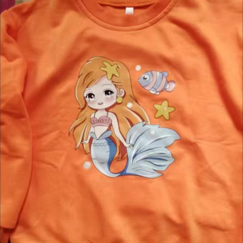 【18M-11Y】2-piece Girls Cute Mermaid Print Sweatshirt And Pants Set - 34287 【18M-11Y】2-piece Girls Cute Mermaid Print Sweatshirt And Pants Set - 34287