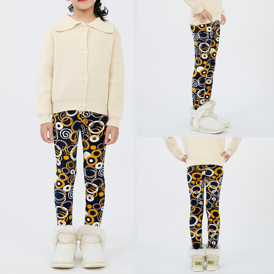 【3Y-12Y】Girls Stylish Leopard And Flowers And Cartoon Print Thickened Fleece Leggings 【3Y-12Y】Girls Stylish Leopard And Flowers And Cartoon Print Thickened Fleece Leggings