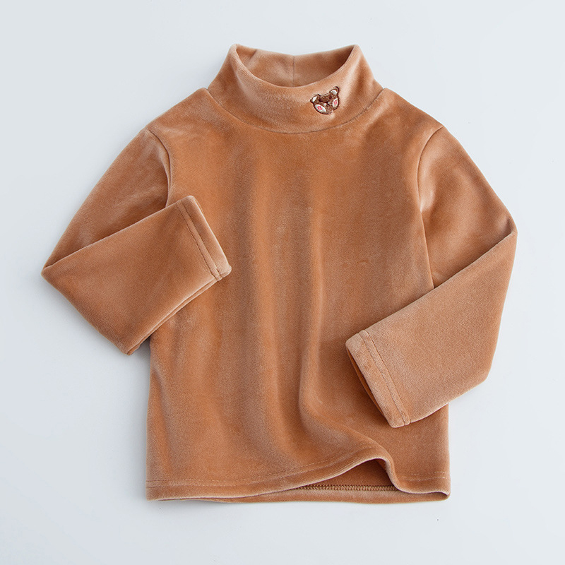 【3Y-12Y】Kids Casual Cartoon Bear Embroidered Half Turtleneck Fleece T-Shirt 【3Y-12Y】Kids Casual Cartoon Bear Embroidered Half Turtleneck Fleece T-Shirt