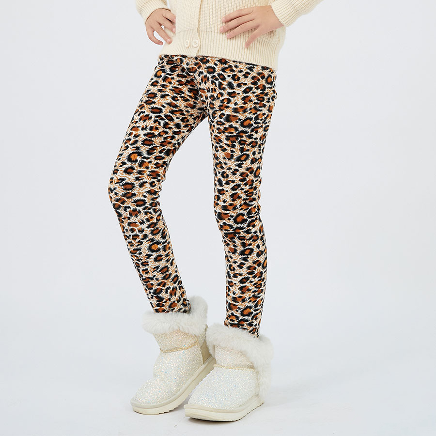 【3Y-12Y】Girls Stylish Leopard And Flowers And Cartoon Print Thickened Fleece Leggings 【3Y-12Y】Girls Stylish Leopard And Flowers And Cartoon Print Thickened Fleece Leggings
