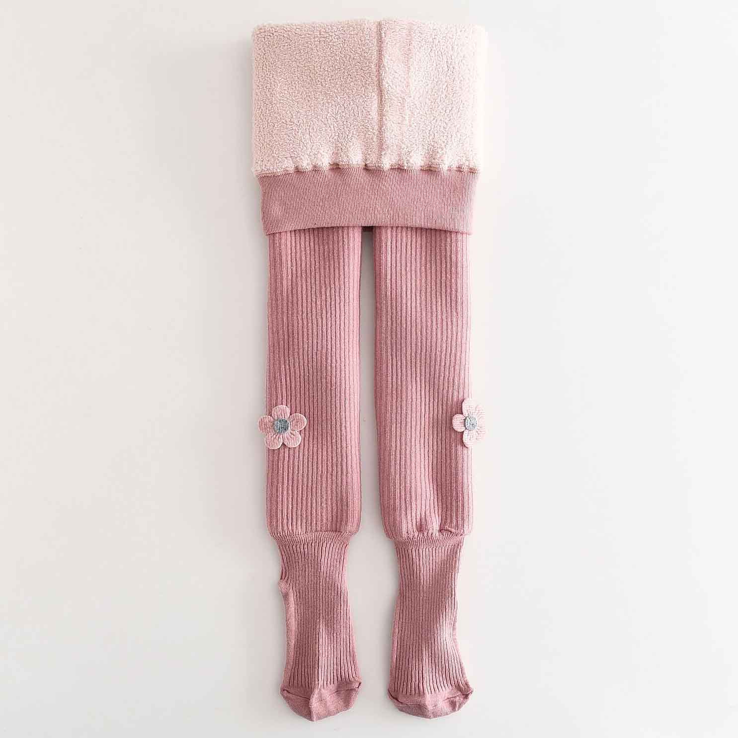 【1Y-11Y】Girls Cute Floral Embroidery Thickened Fleece Pantyhose 【1Y-11Y】Girls Cute Floral Embroidery Thickened Fleece Pantyhose