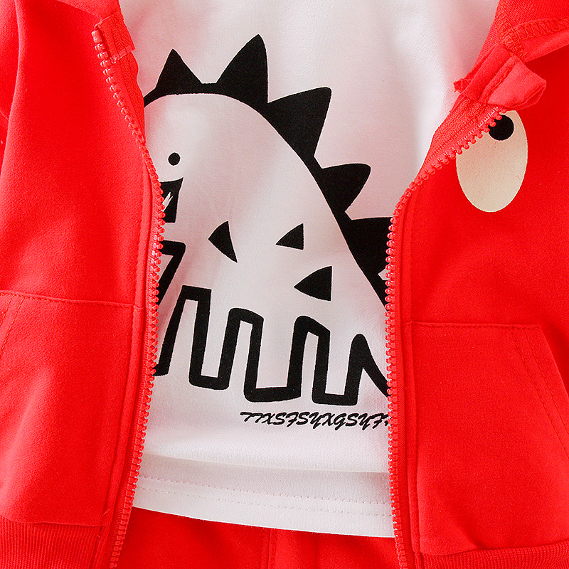 【12M-4Y】3-piece Boys Casual Dinosaur Print T-shirt & Hoodie & Pants Set 【12M-4Y】3-piece Boys Casual Dinosaur Print T-shirt & Hoodie & Pants Set