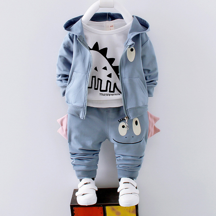 【12M-4Y】3-piece Boys Casual Dinosaur Print T-shirt & Hoodie & Pants Set 【12M-4Y】3-piece Boys Casual Dinosaur Print T-shirt & Hoodie & Pants Set