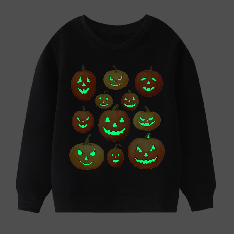 【2Y-9Y】Kids Casual Luminous Halloween Pumpkin Print Long Sleeve Sweatshirt 【2Y-9Y】Kids Casual Luminous Halloween Pumpkin Print Long Sleeve Sweatshirt
