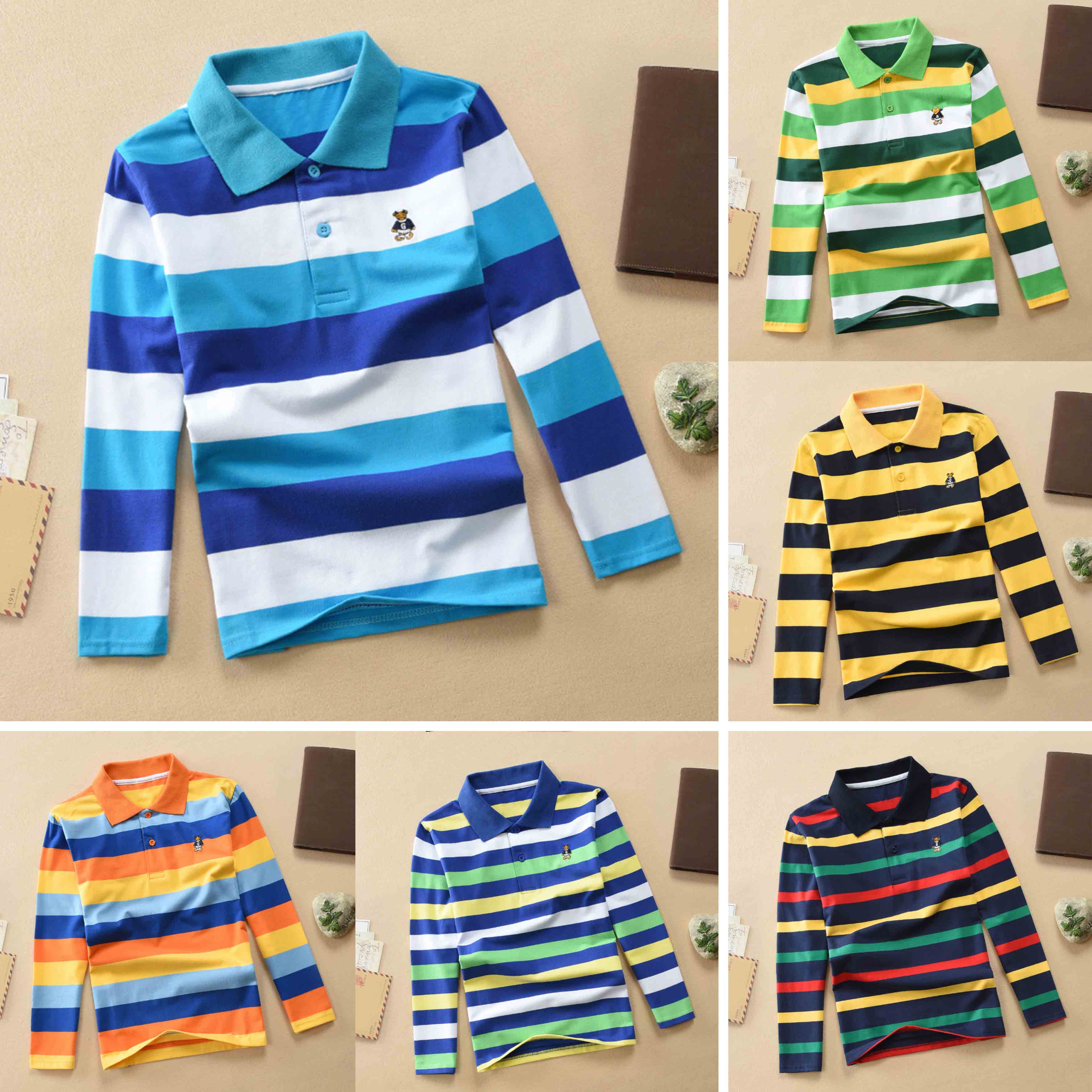 【18M-12Y】Boys Casual Striped Cotton Fabric Long Sleeve Polo Shirt 【18M-12Y】Boys Casual Striped Cotton Fabric Long Sleeve Polo Shirt
