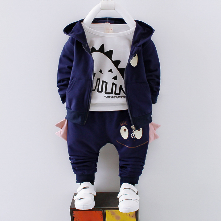 【12M-4Y】3-piece Boys Casual Dinosaur Print T-shirt & Hoodie & Pants Set 【12M-4Y】3-piece Boys Casual Dinosaur Print T-shirt & Hoodie & Pants Set