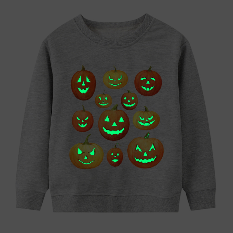 【2Y-9Y】Kids Casual Luminous Halloween Pumpkin Print Long Sleeve Sweatshirt 【2Y-9Y】Kids Casual Luminous Halloween Pumpkin Print Long Sleeve Sweatshirt