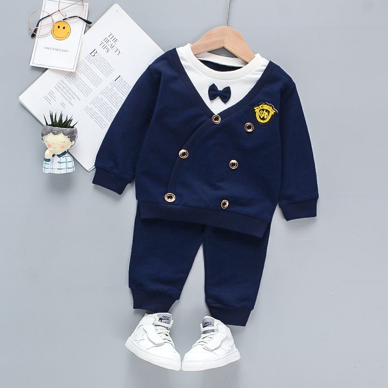 【12M-5Y】Boys College Style Long-sleeved Top And Pants Two-piece Suit 【12M-5Y】Boys College Style Long-sleeved Top And Pants Two-piece Suit
