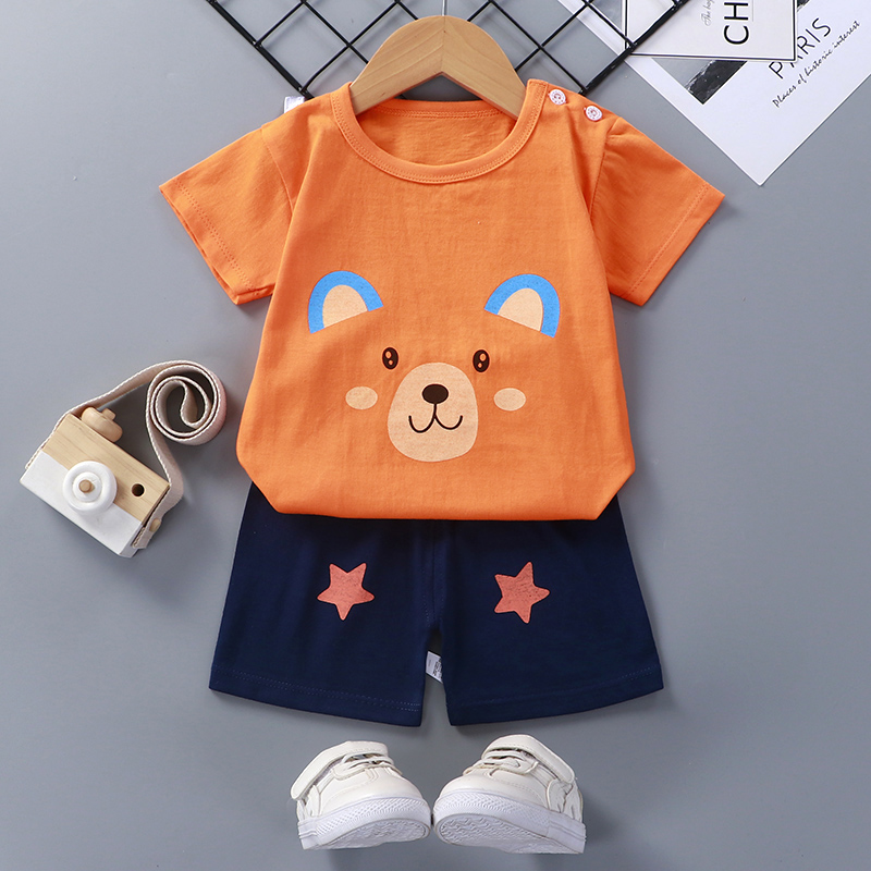 【12M-7Y】Boys Cartoon Print Short Sleeve Two-piece Suit 【12M-7Y】Boys Cartoon Print Short Sleeve Two-piece Suit