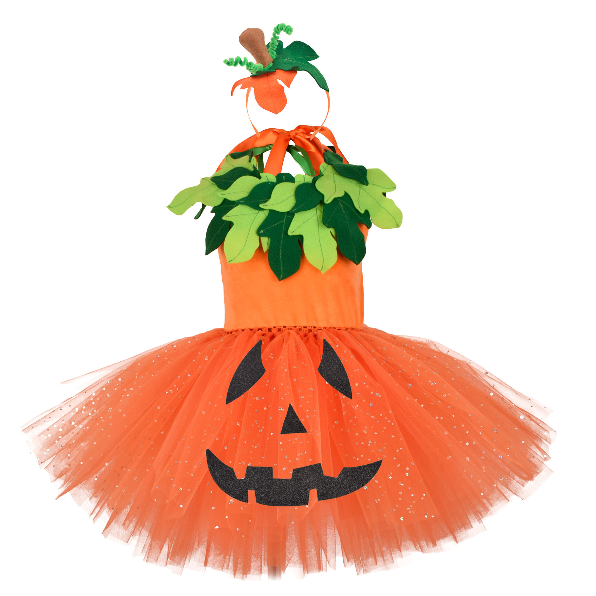 【12M-9Y】3-piece Girl Cute Halloween Layered Tulle Dress Set 【12M-9Y】3-piece Girl Cute Halloween Layered Tulle Dress Set