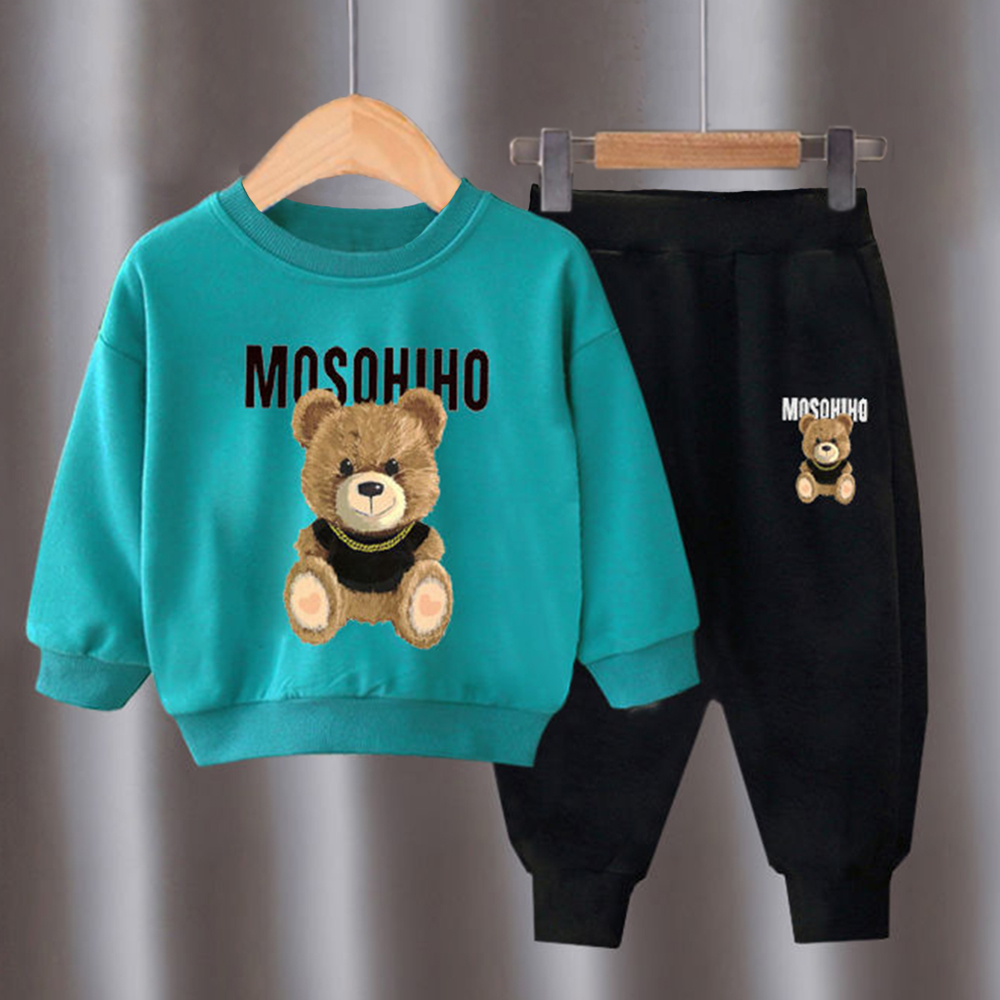 【18M-10Y】2-piece Unisex Slack Bear Print Crewneck Sweatshirt And Pants Set 【18M-10Y】2-piece Unisex Slack Bear Print Crewneck Sweatshirt And Pants Set