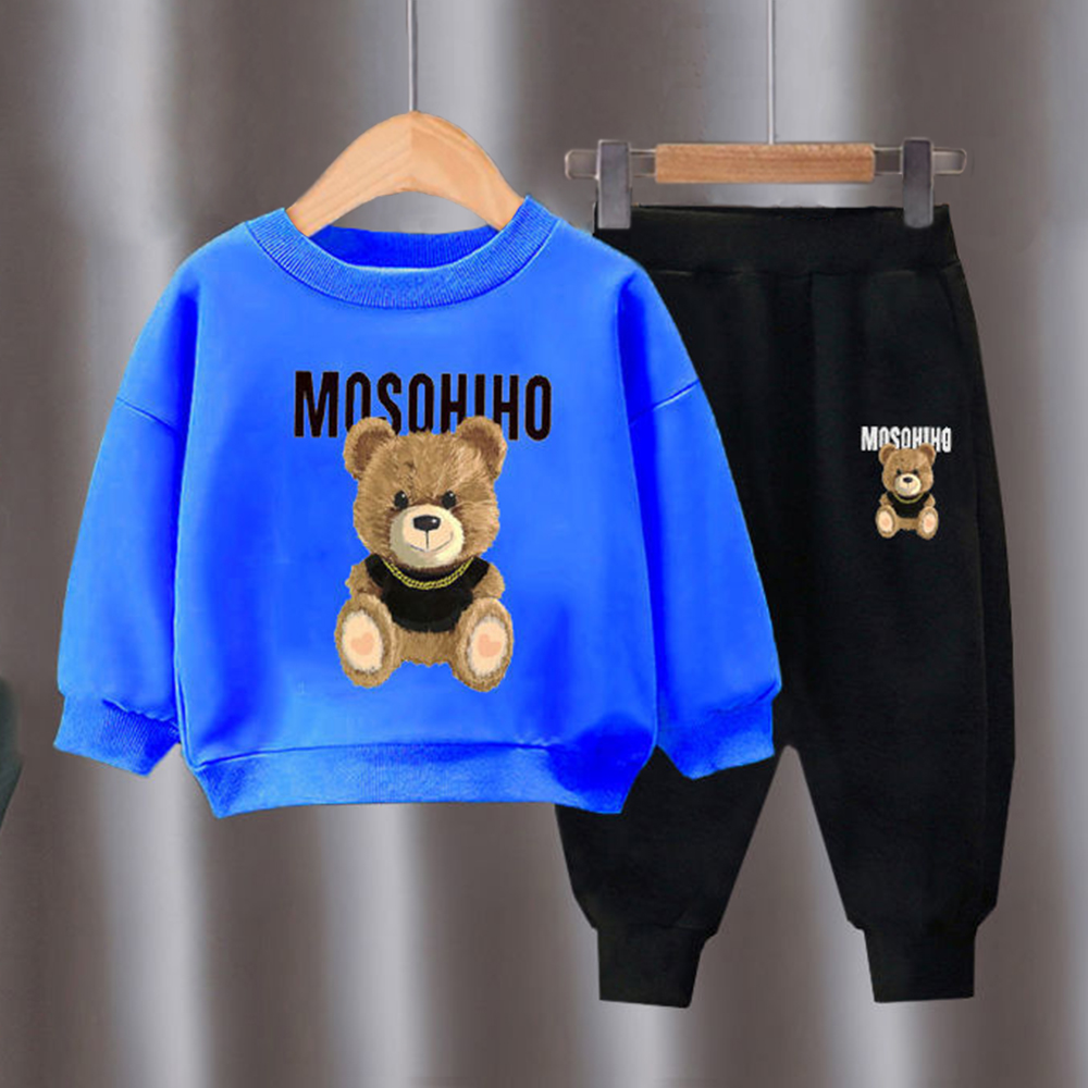 【18M-10Y】2-piece Unisex Slack Bear Print Crewneck Sweatshirt And Pants Set 【18M-10Y】2-piece Unisex Slack Bear Print Crewneck Sweatshirt And Pants Set