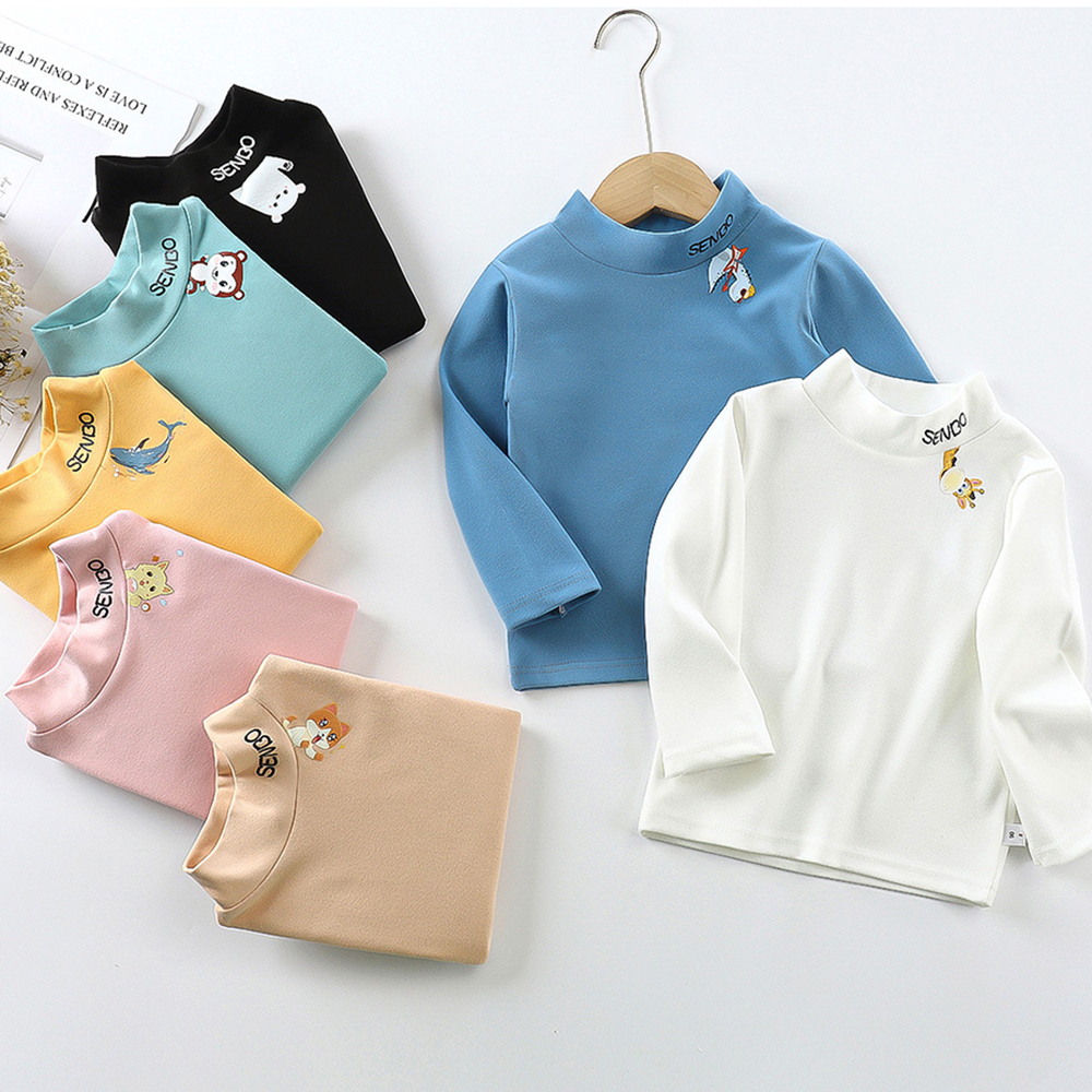 【12M-10Y】Unisex Casual Keep Warm Cartoon Print Multicolor Long Sleeve T-shirt 【12M-10Y】Unisex Casual Keep Warm Cartoon Print Multicolor Long Sleeve T-shirt