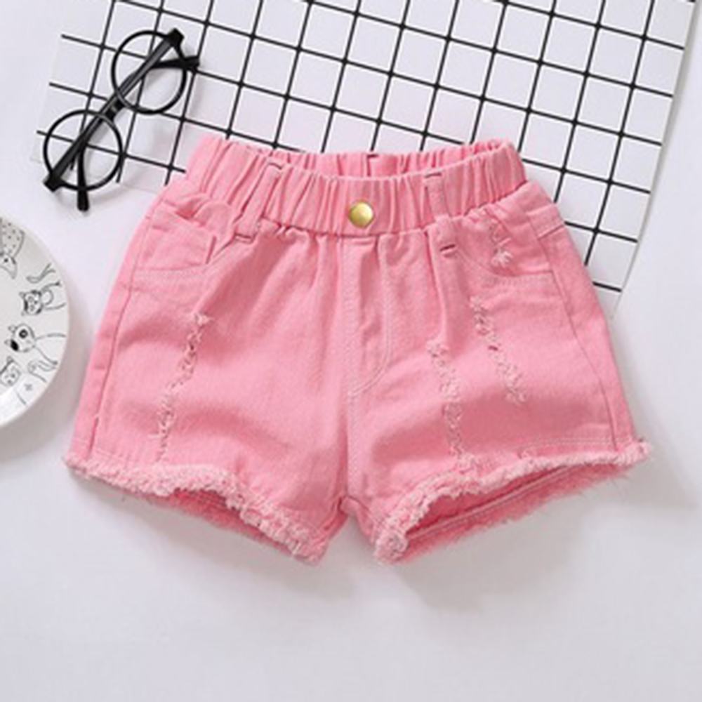 【18M-13Y】Girl Summer Casual Multicolor Ripped Washed Denim Shorts 【18M-13Y】Girl Summer Casual Multicolor Ripped Washed Denim Shorts