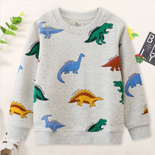 【18M-7Y】Boy Casual Colorful Dinosaur Printed Round Neck Sweatshirt 【18M-7Y】Boy Casual Colorful Dinosaur Printed Round Neck Sweatshirt